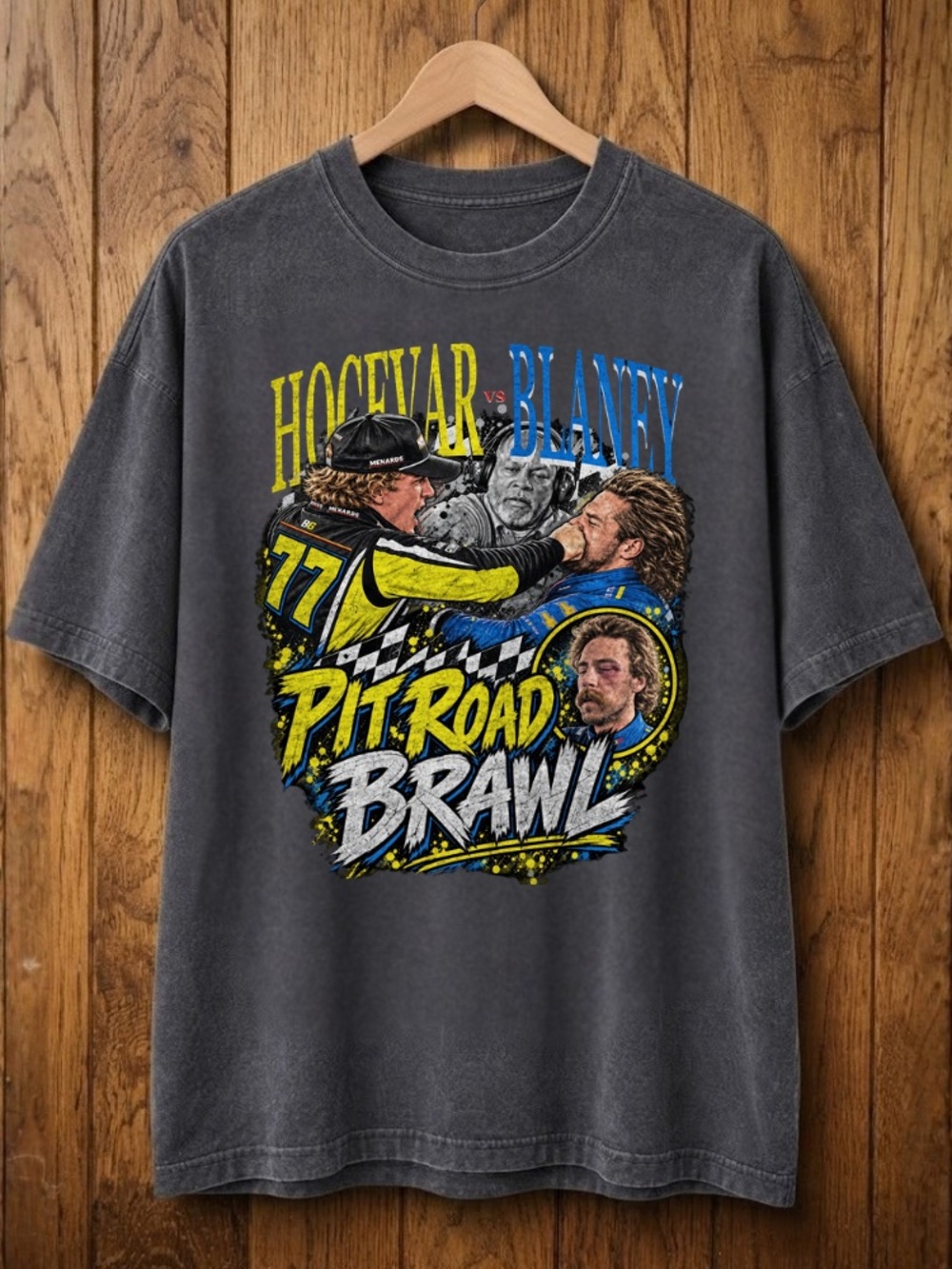 Comfort Colors Carson Hocevar Ryan Blaney Pit Road Brawl Racing Black T-Shirt